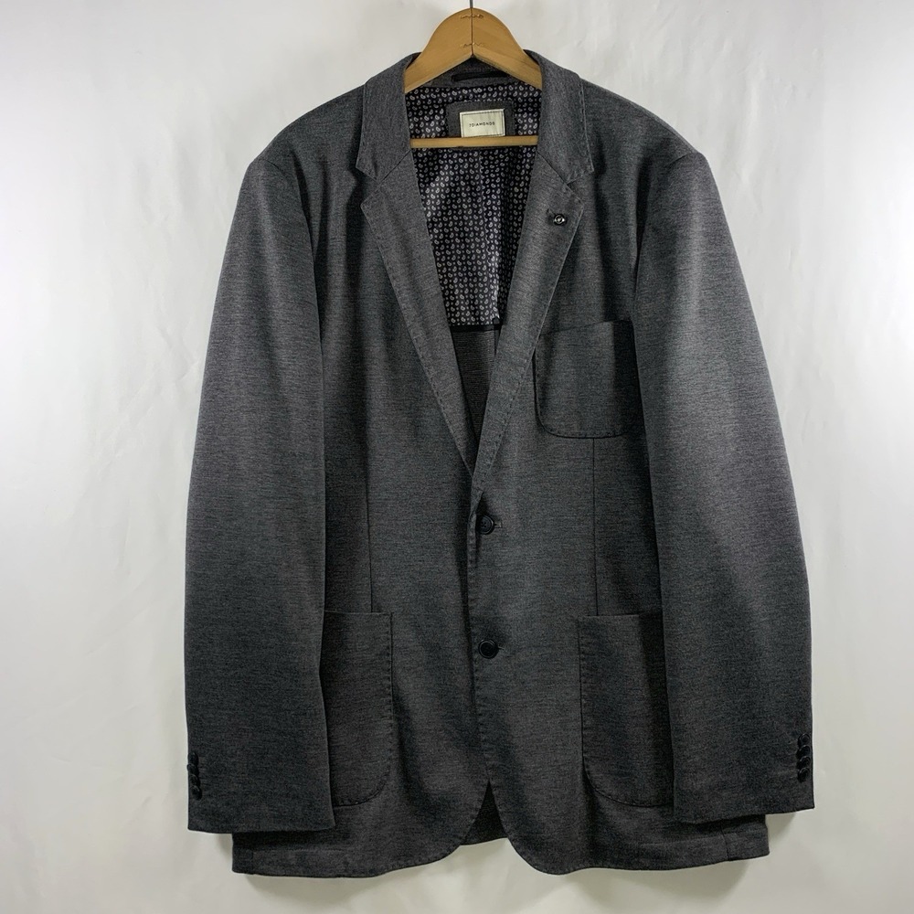 7Diamonds Mens Unstructured Knit Blazer Size XXL Gray Soft Shoulder Patch Pocket